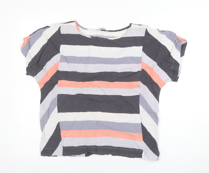 Oliver Bonas Women's Multicoloured Striped Viscose Blouse Size 10