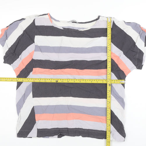 Oliver Bonas Women's Multicoloured Striped Viscose Blouse Size 10
