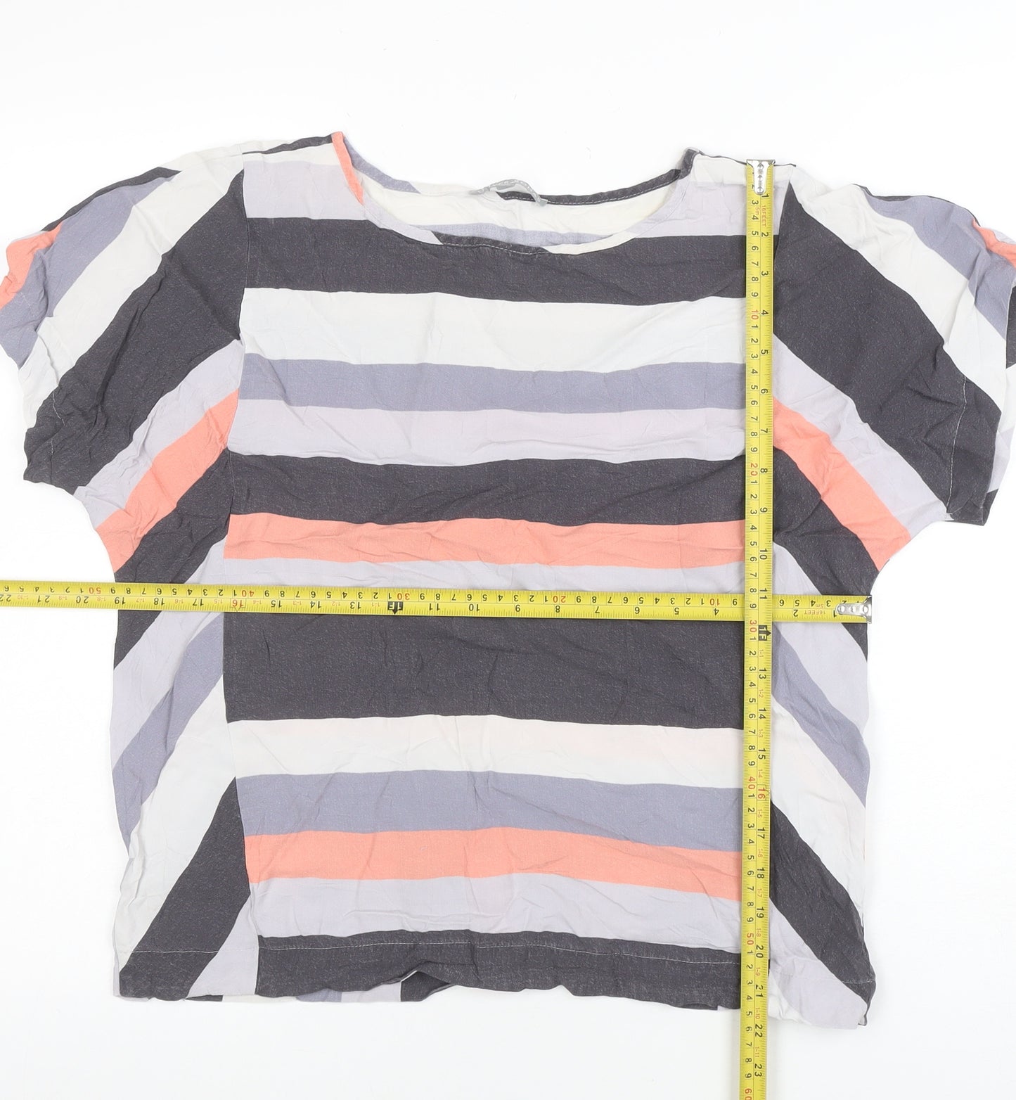 Oliver Bonas Women's Multicoloured Striped Viscose Blouse Size 10