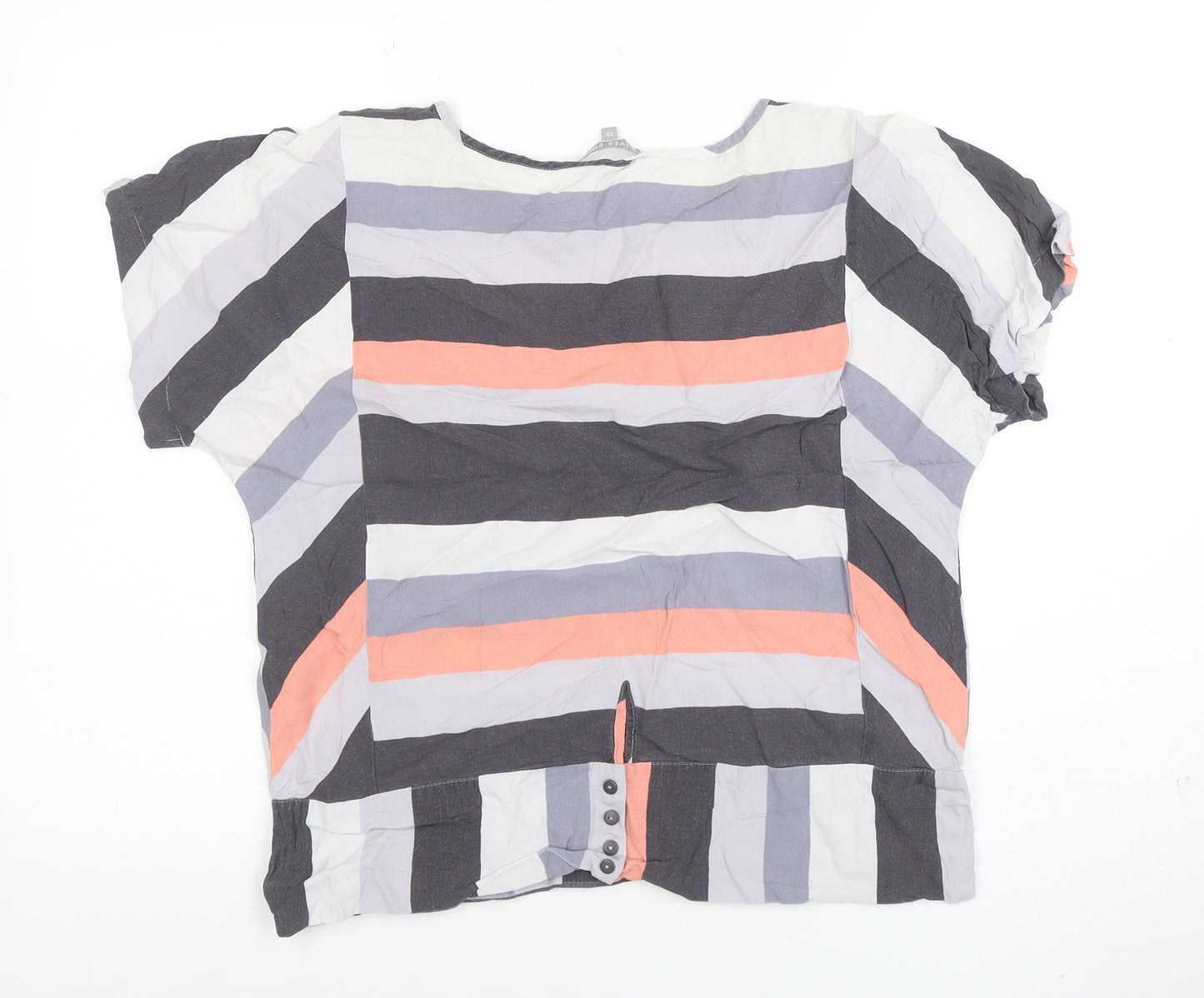 Oliver Bonas Women's Multicoloured Striped Viscose Blouse Size 10