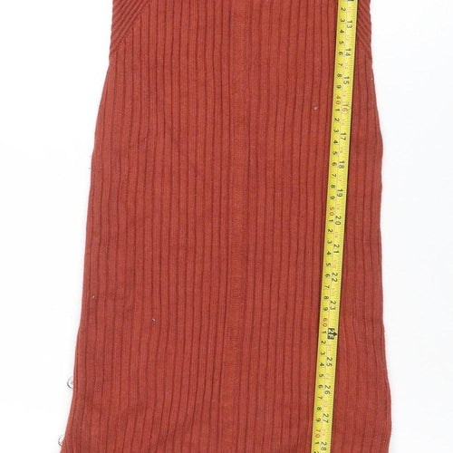 Guess Womens Brown Ribbed Knit Bodycon Midi Dress Size S