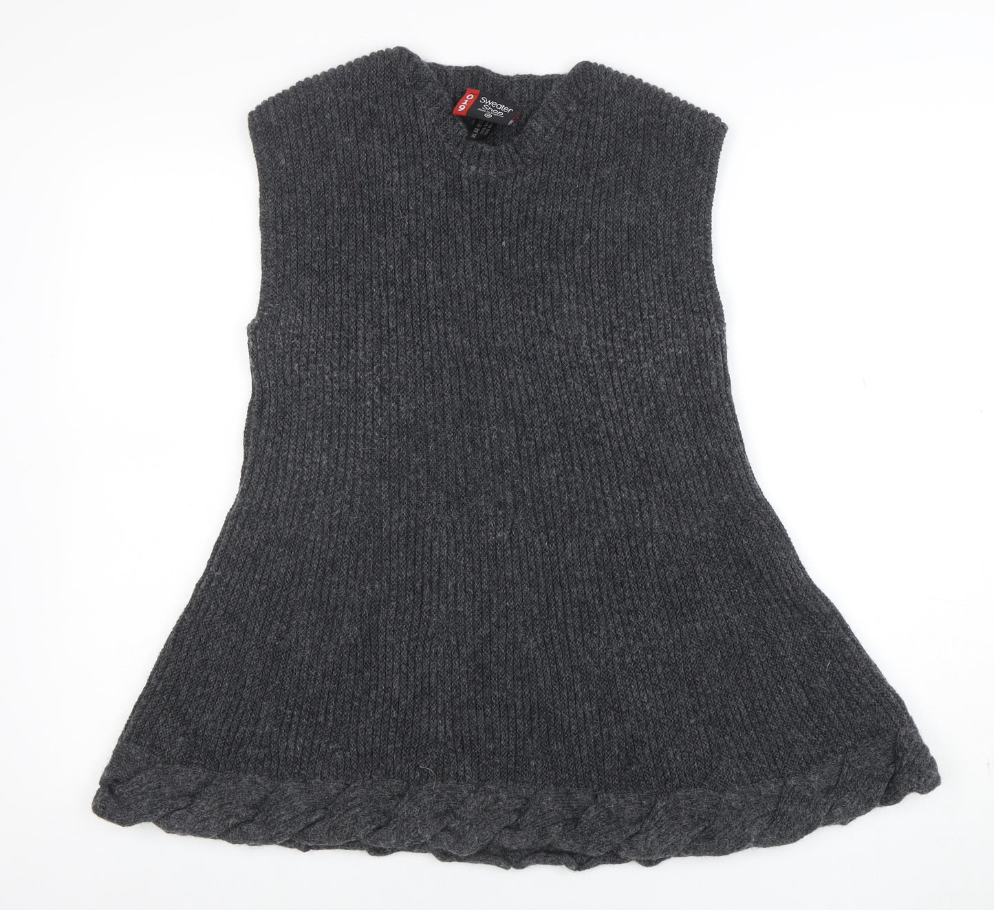 Sweater Shop Women's Grey Wool Blend Sleeveless Knit Vest M