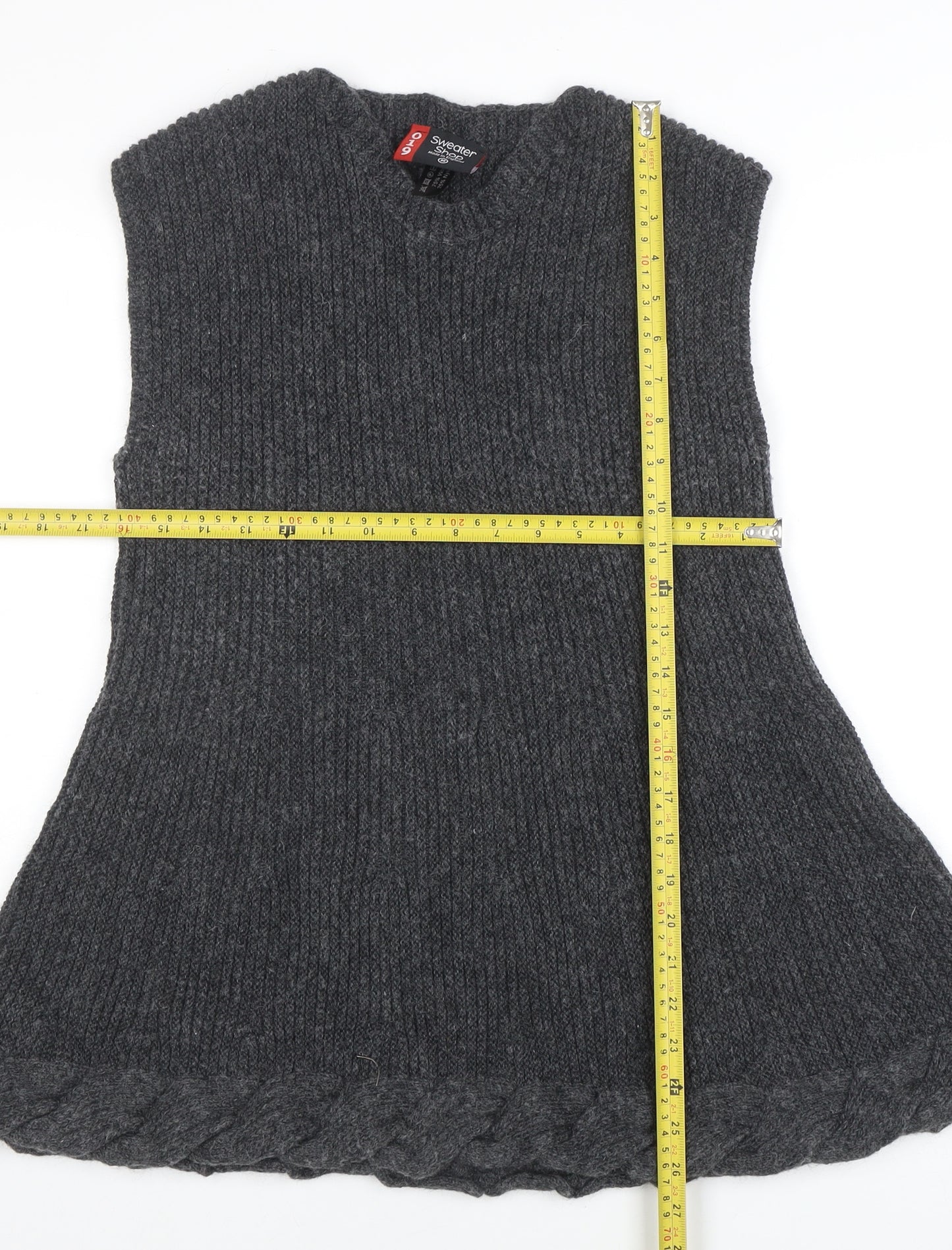 Sweater Shop Women's Grey Wool Blend Sleeveless Knit Vest M