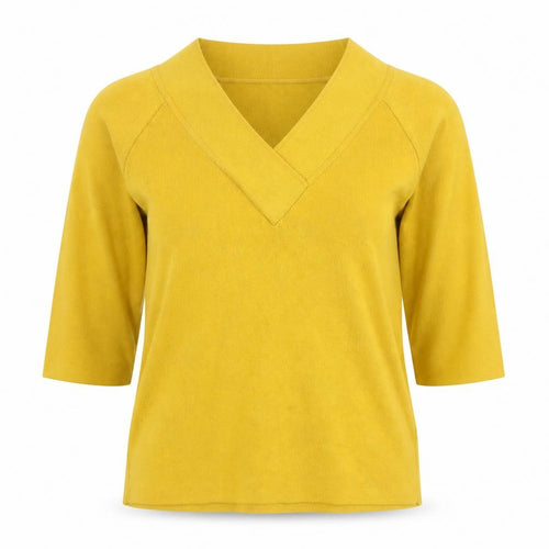Marks and Spencer Per Una Women's Yellow V-Neck Knit Jumper Size 12