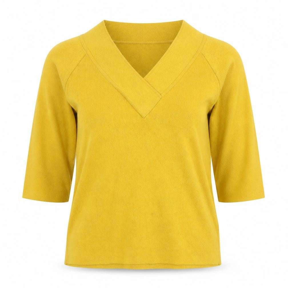 Marks and Spencer Per Una Women's Yellow V-Neck Knit Jumper Size 12