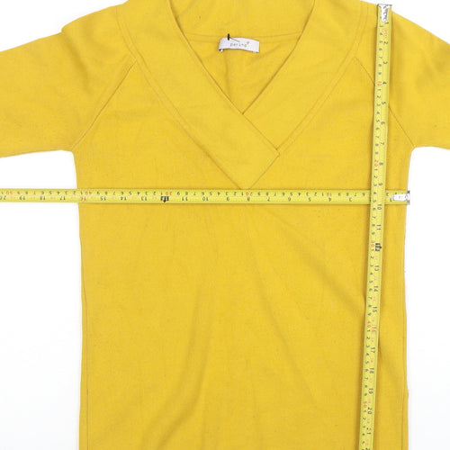 Marks and Spencer Per Una Women's Yellow V-Neck Knit Jumper Size 12