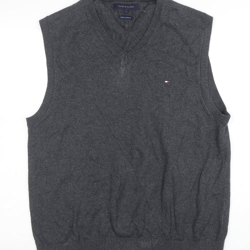 Tommy Hilfiger Men’s Grey Cotton Cashmere V-Neck Vest L