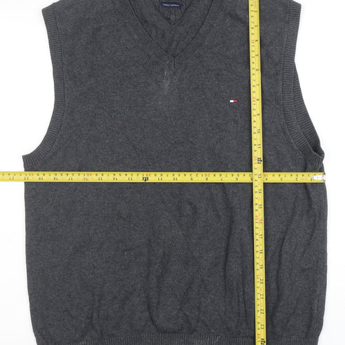 Tommy Hilfiger Men’s Grey Cotton Cashmere V-Neck Vest L