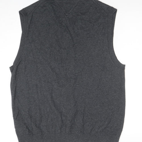 Tommy Hilfiger Men’s Grey Cotton Cashmere V-Neck Vest L
