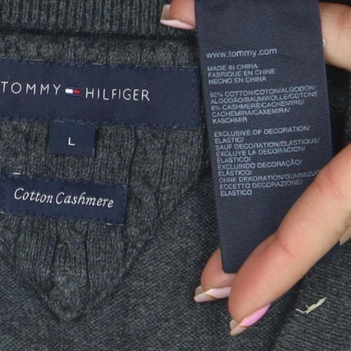 Tommy Hilfiger Men’s Grey Cotton Cashmere V-Neck Vest L