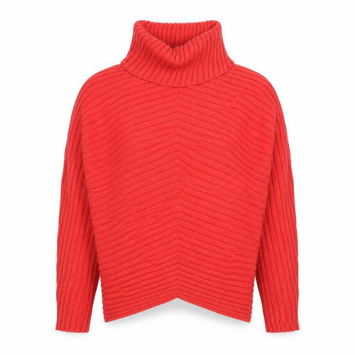 Philosophy Women Red Roll Neck Ribbed Knit Relaxed Jumper Size S