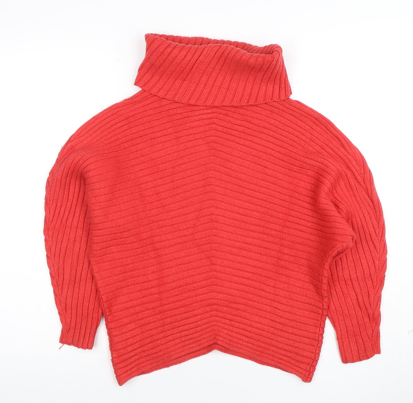 Philosophy Women Red Roll Neck Ribbed Knit Relaxed Jumper Size S