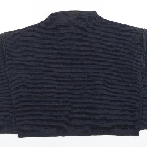 Topshop Womens Black Mock Neck Ribbed Knit Pullover Jumper Size 10