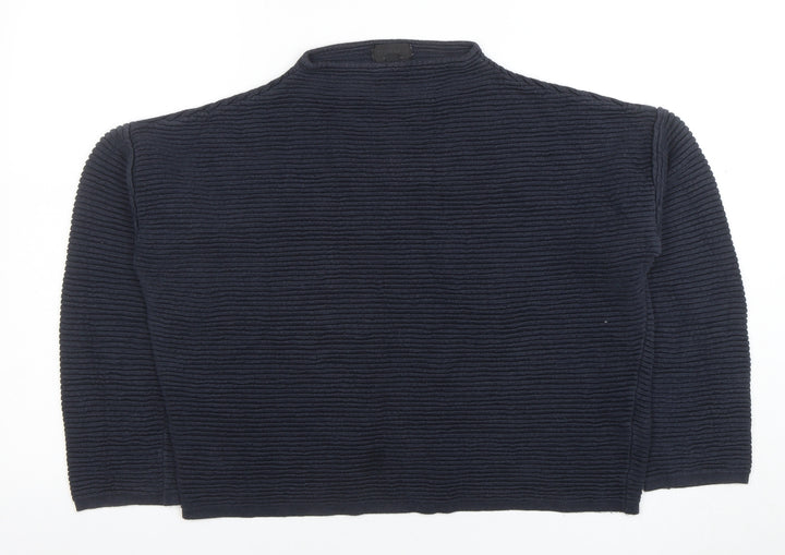 Topshop Womens Black Mock Neck Ribbed Knit Pullover Jumper Size 10