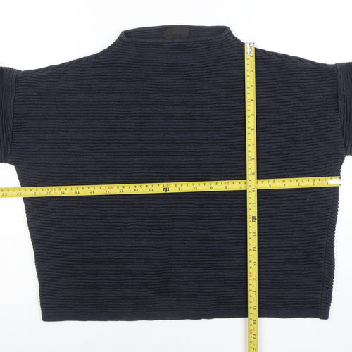 Topshop Womens Black Mock Neck Ribbed Knit Pullover Jumper Size 10