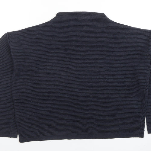 Topshop Womens Black Mock Neck Ribbed Knit Pullover Jumper Size 10