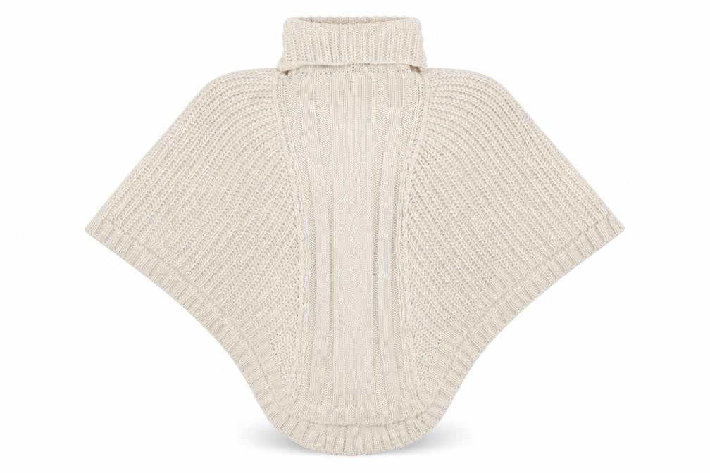 Front view of Accessorize Women Beige Roll Neck Chunky Knit Cape S