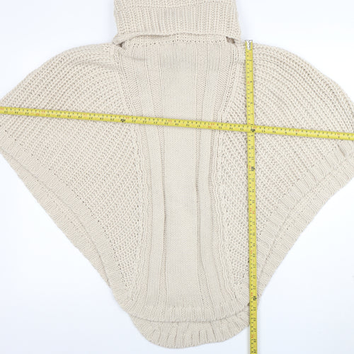 Accessorize Women Beige Roll Neck Chunky Knit Cape S