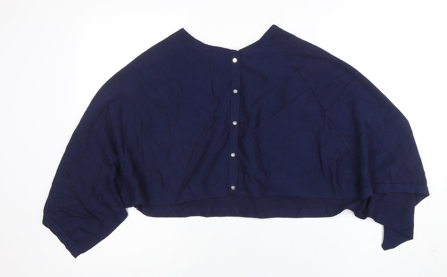 Marble Women's Blue Cropped Knit Button Batwing Blouse M