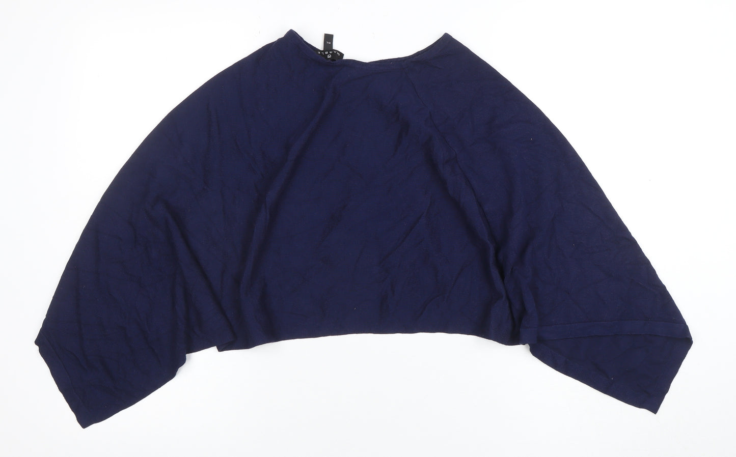 Marble Women's Blue Cropped Knit Button Batwing Blouse M
