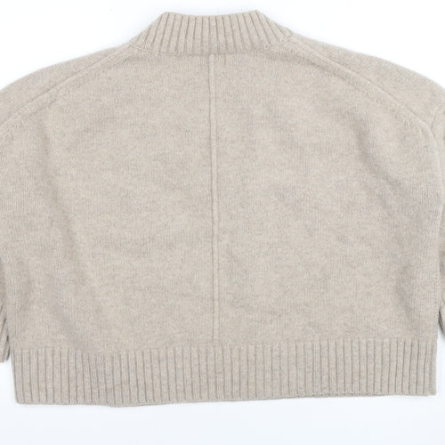 H&M Women’s Beige Wool V-Neck Knit Pullover Jumper Size M