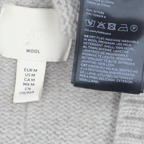 H&M Women’s Beige Wool V-Neck Knit Pullover Jumper Size M