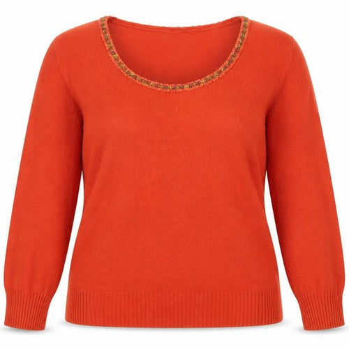Per Una Women Orange Wool Blend Scoop Neck 3/4 Sleeve Blouse Size 14
