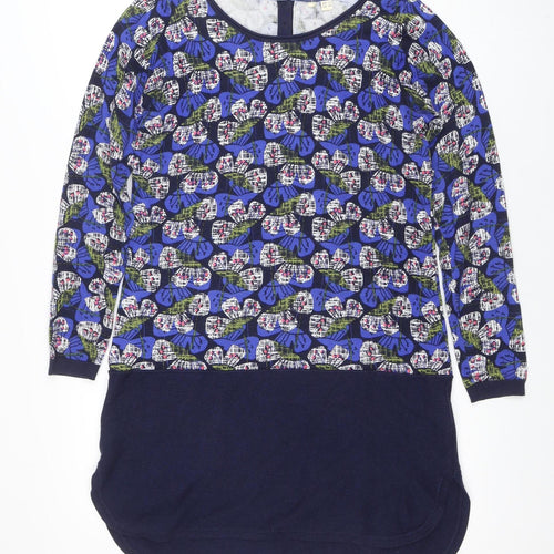 White Stuff Women's Blue Floral Shift Dress Size 10 Long Sleeve