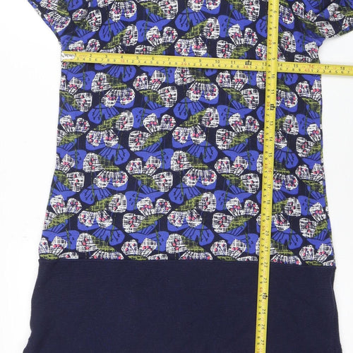 White Stuff Women's Blue Floral Shift Dress Size 10 Long Sleeve