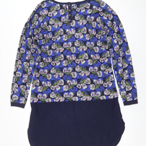 White Stuff Women's Blue Floral Shift Dress Size 10 Long Sleeve