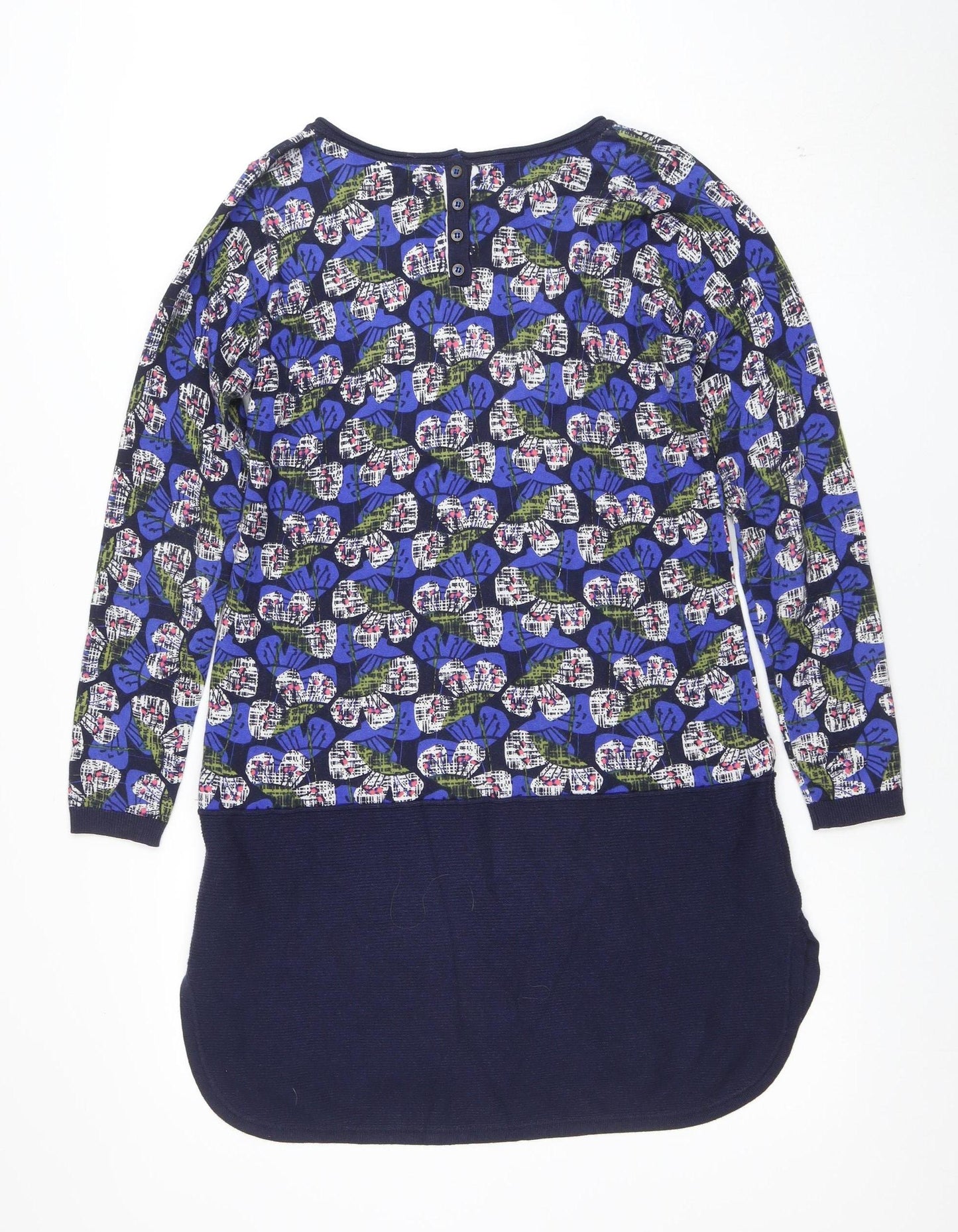 White Stuff Women's Blue Floral Shift Dress Size 10 Long Sleeve