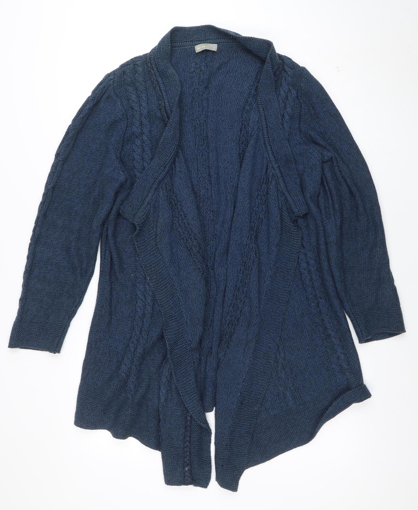 Marks and Spencer Per Una Women’s Blue Cable Knit Open Cardigan L