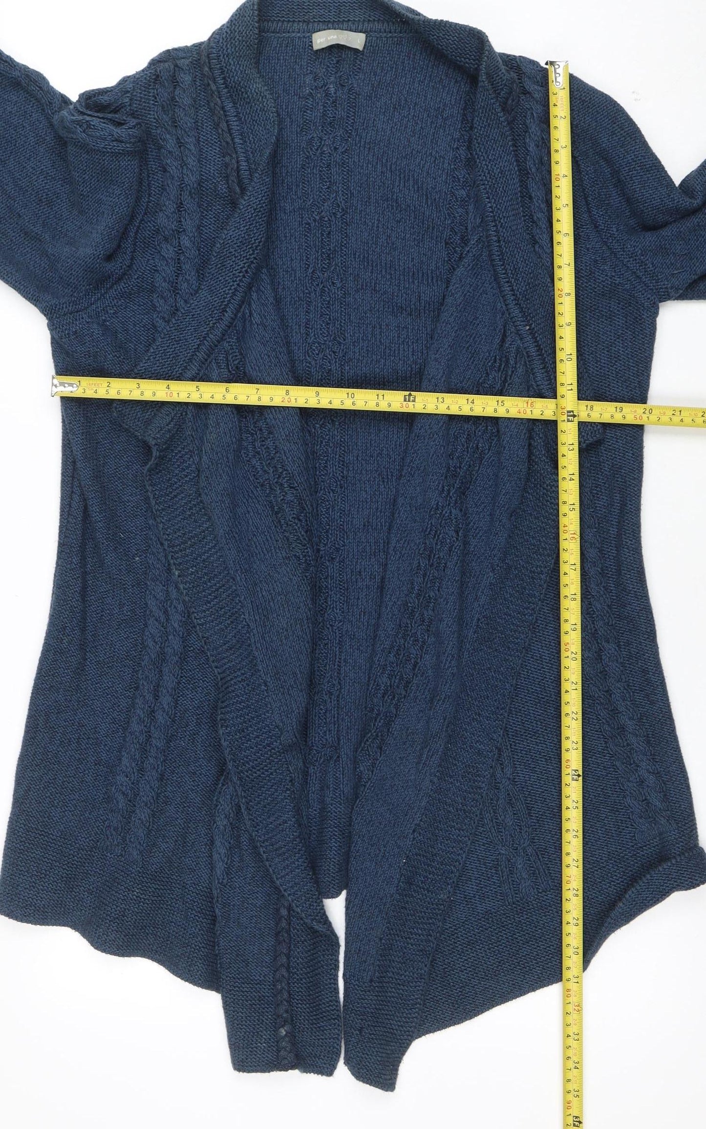 Marks and Spencer Per Una Women’s Blue Cable Knit Open Cardigan L