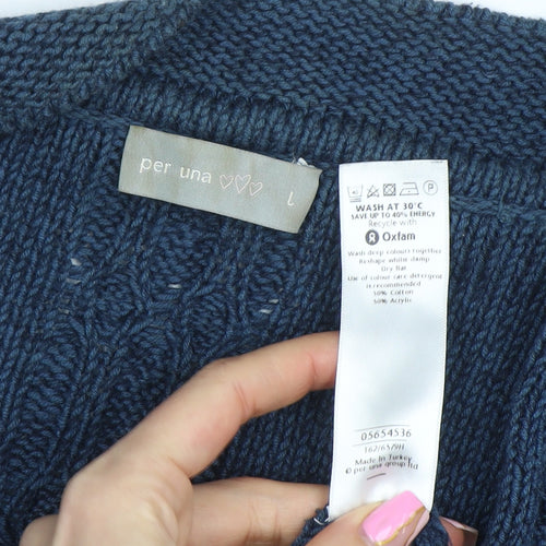 Marks and Spencer Per Una Women’s Blue Cable Knit Open Cardigan L