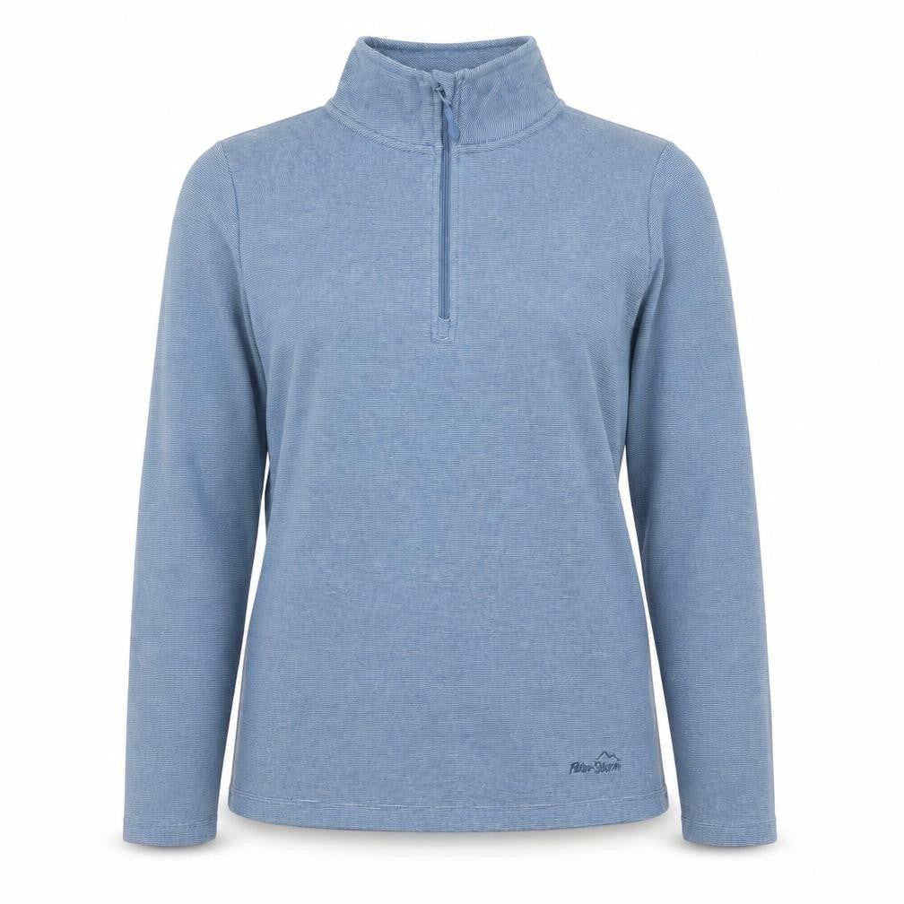 Front view of Peter Storm Women Blue, size 10, 1/2 Zip Fleece Pullover Sweatshirt