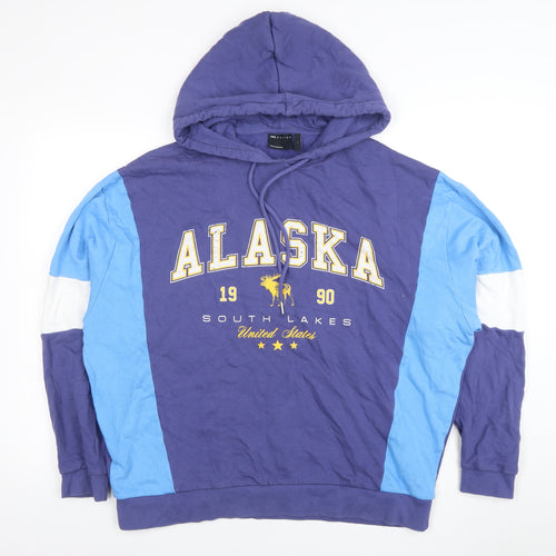 ASOS Design Mens Blue Alaska 1990 Pullover Hoodie Size L Cotton Blend
