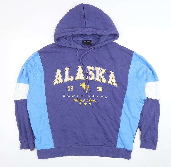 ASOS Design Mens Blue Alaska 1990 Pullover Hoodie Size L Cotton Blend