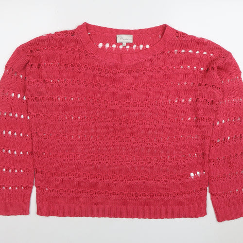 Poem by Oliver Bonas Women's Pink Open Knit Jumper Size M