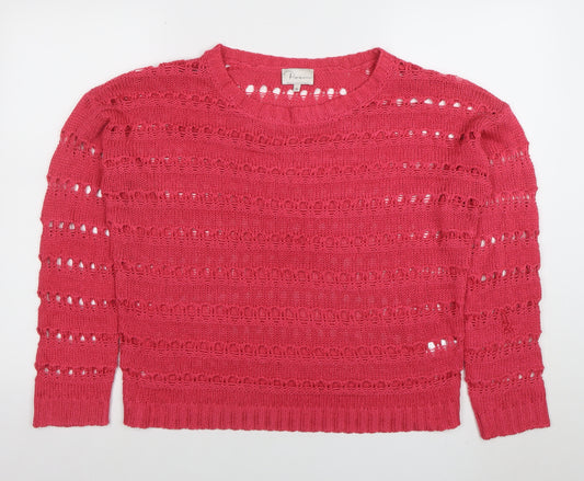Poem by Oliver Bonas Women's Pink Open Knit Jumper Size M