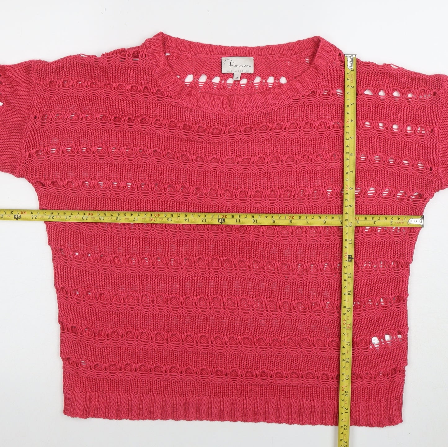 Poem by Oliver Bonas Women's Pink Open Knit Jumper Size M