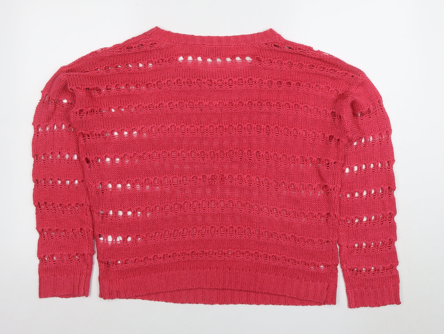 Poem by Oliver Bonas Women's Pink Open Knit Jumper Size M