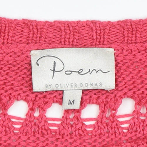 Poem by Oliver Bonas Women's Pink Open Knit Jumper Size M