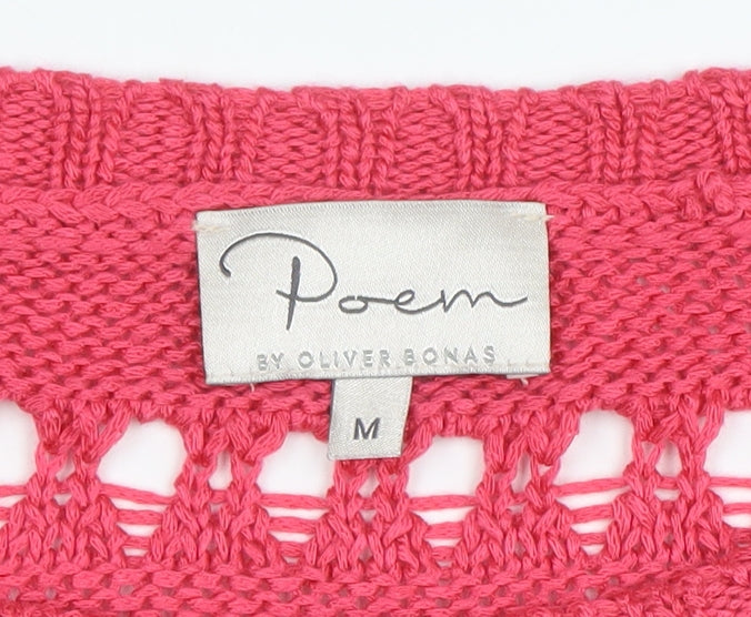 Poem by Oliver Bonas Women's Pink Open Knit Jumper Size M