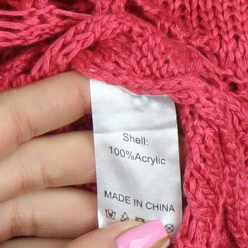 Poem by Oliver Bonas Women's Pink Open Knit Jumper Size M
