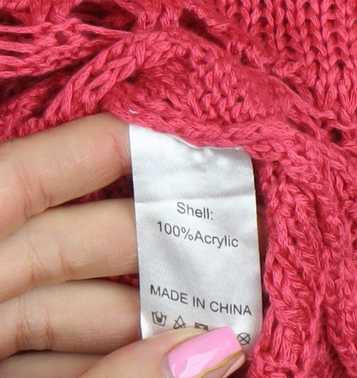 Poem by Oliver Bonas Women's Pink Open Knit Jumper Size M