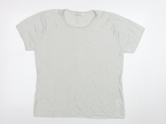 Emreco Women's Grey Linen Blend Short Sleeve Basic T-Shirt Size 18