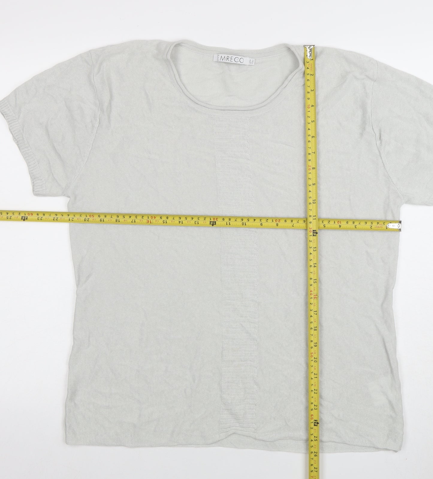 Emreco Women's Grey Linen Blend Short Sleeve Basic T-Shirt Size 18