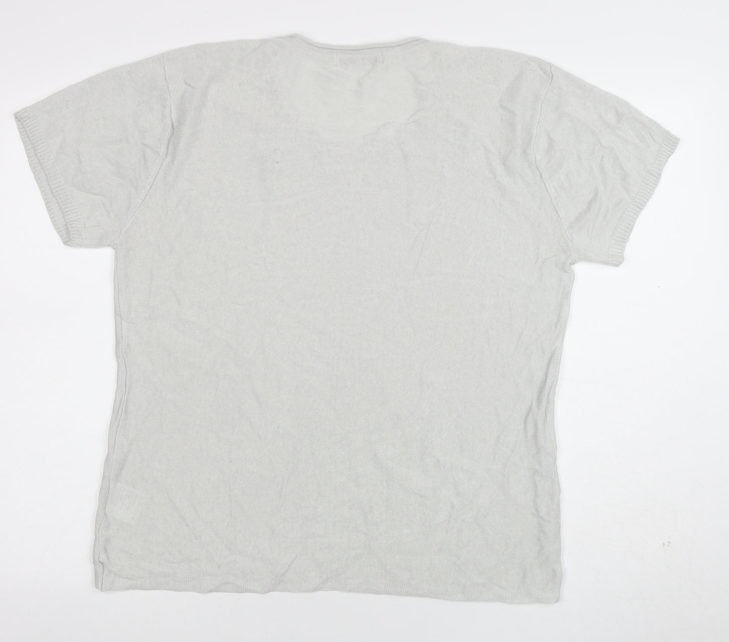 Emreco Women's Grey Linen Blend Short Sleeve Basic T-Shirt Size 18