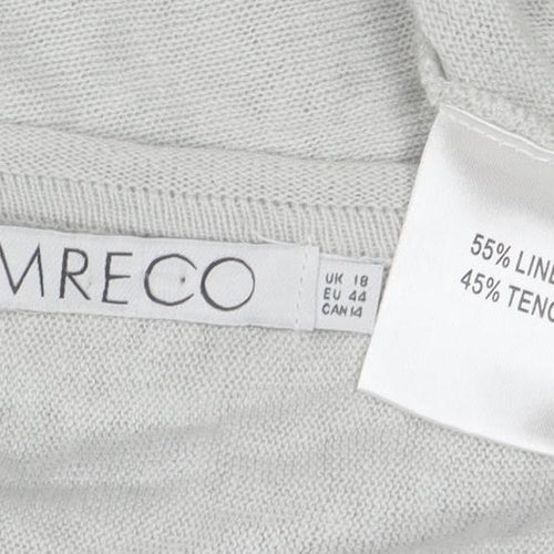 Emreco Women's Grey Linen Blend Short Sleeve Basic T-Shirt Size 18