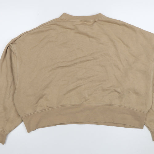 Nike Women Beige Relaxed Fit Crew Neck Pullover Sweatshirt Size S